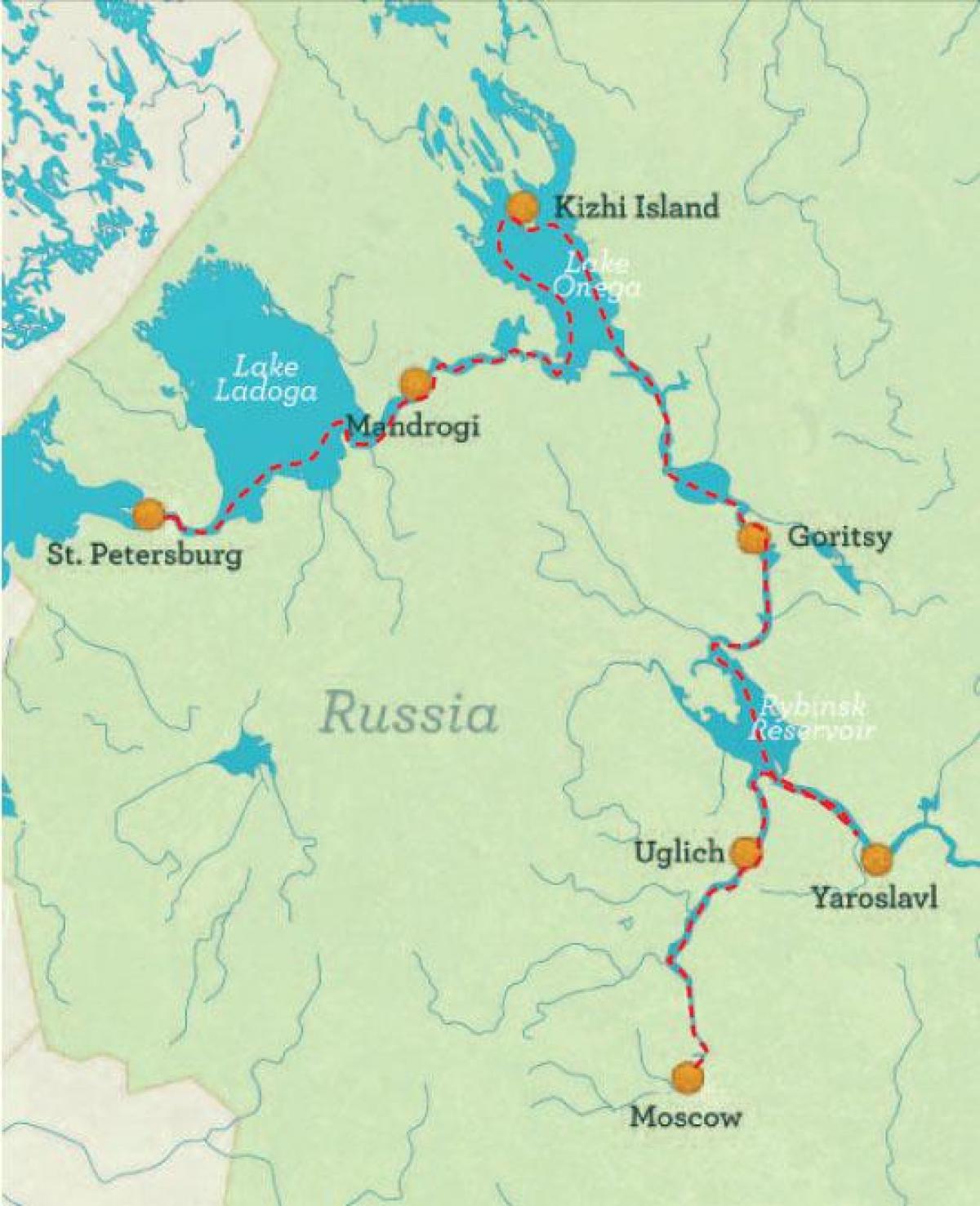 карта на Санкт Петербург во Москва крстарење