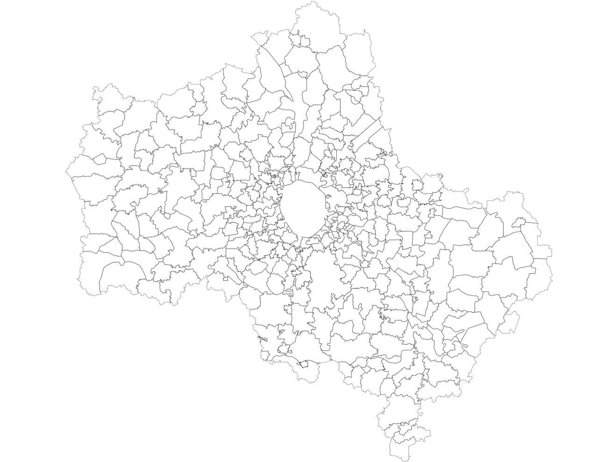 Moskva општини мапа