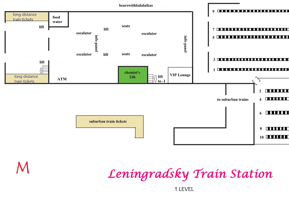 карта на Leningradsky станица Москва