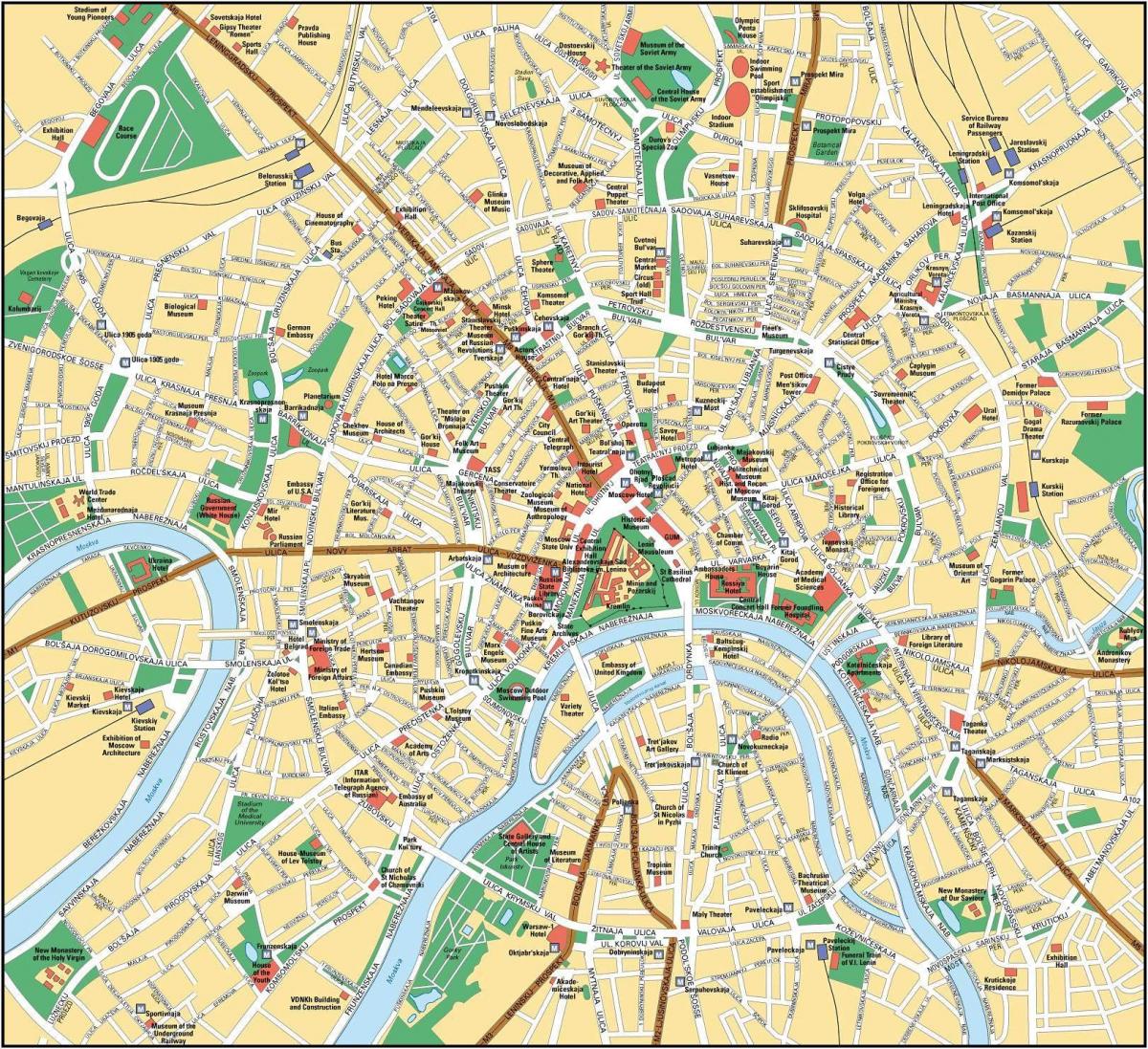 карта на Москва на англиски јазик