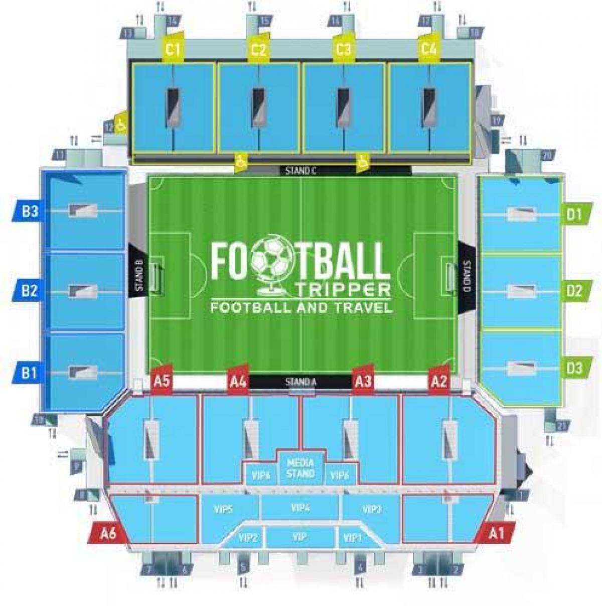 карта на Moskva стадионот