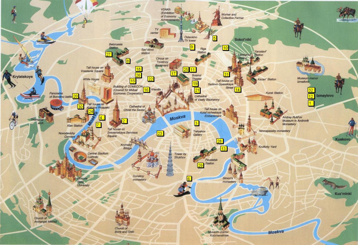 туристичка карта на Москва