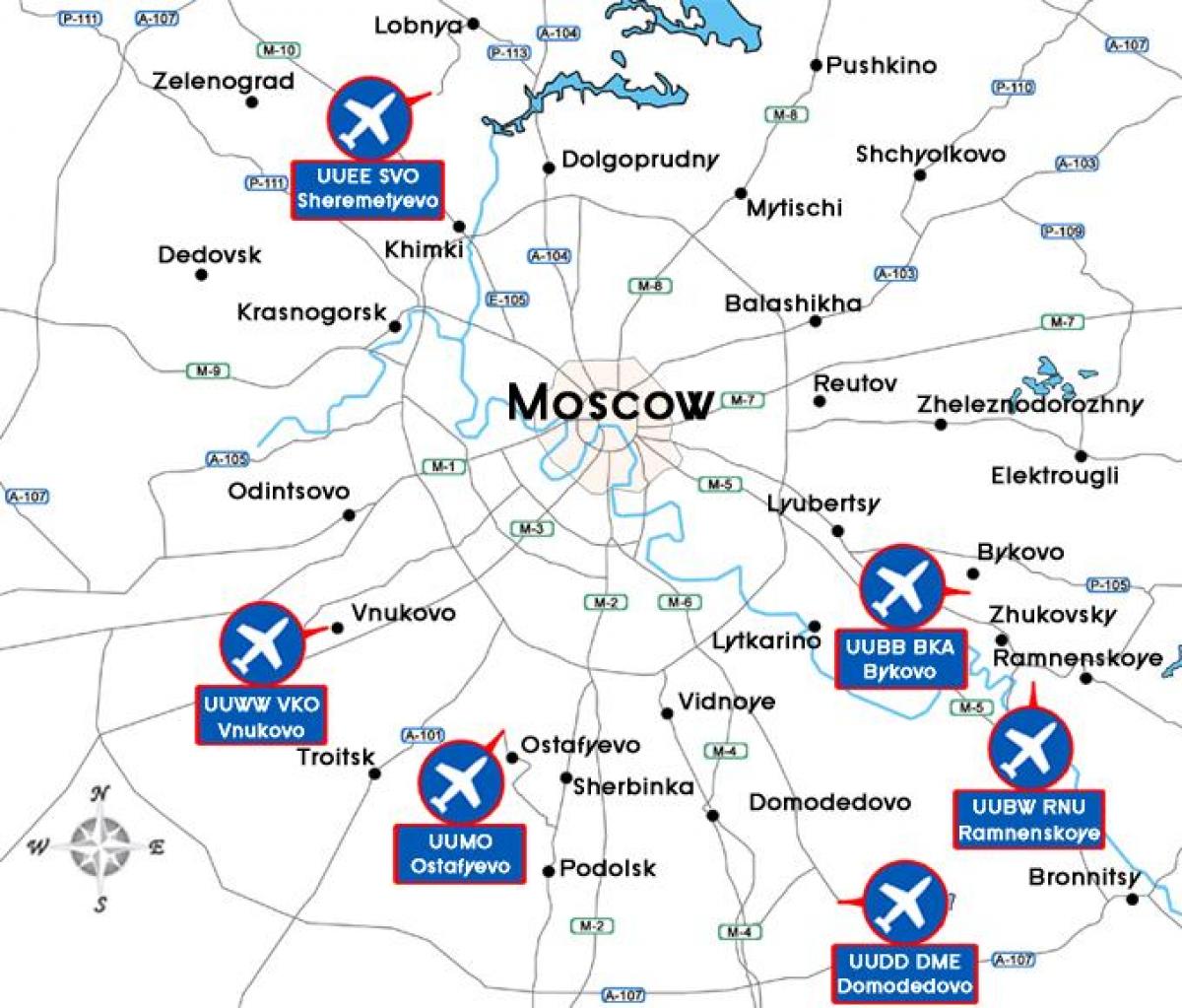карта на Москва аеродроми